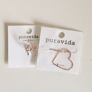 Pura Vida Simple Rose Gold Heart Earring and Necklace Set